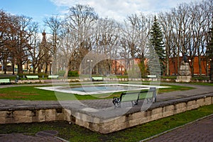 Old fountain in the city park of Parnu, Estonia
