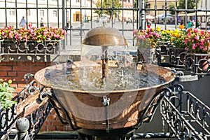 The Old Fountain In The Main Square Of Sibiu