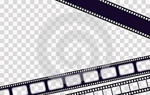 Old frame cinematic in retro style on transparent background. Vintage cinema movie strip vector illustration. Film