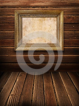 Old frame on wooden wall