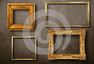 Old frames hanging on wall