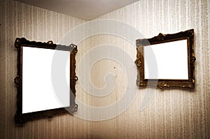 Old frames on retro wall