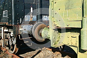 Old freight train coupling bumpers