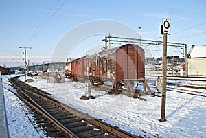 Old freight wagons.