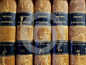 Old French books, invention patents photo