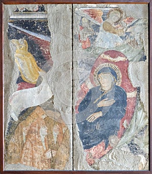Old fresco painting in Saint Francis church in Mantua, Italy
