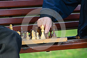 Old friends playing chess