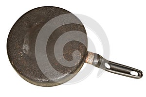 Old frying pan of peltre, back side