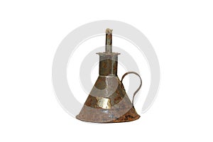 old fuel lamp fire lamp isolated on white background