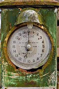 Old fuel pump displaying imperial gallons.