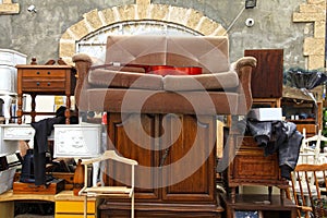 Old furniture and other staff at Jaffa flea market, Tel Aviv photo
