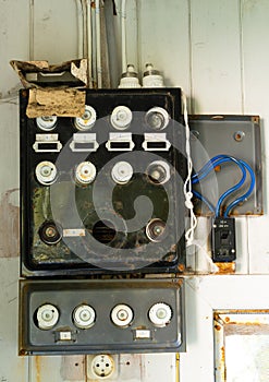 Old fuse box in a abandoned house