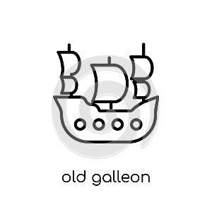 Old Galleon icon. Trendy modern flat linear vector Old Galleon i