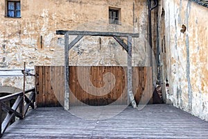 Old gallows in the courtyard of the castle