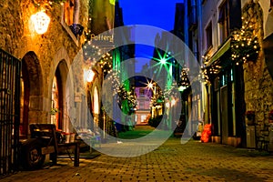 Old Galway city street at night