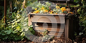 Old garden compost bin for organic material