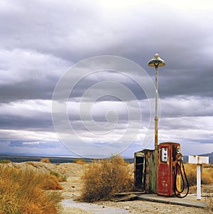 Old gas pump in desert