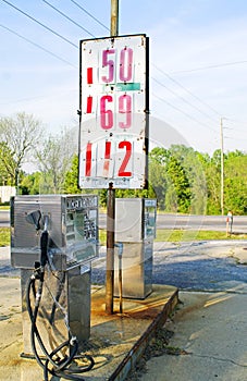 Old gas pump with old prices