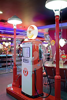 Old gas station in interior of American