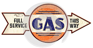 Old Gasoline Sign with Arrow