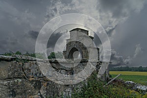 The old gate in Gotland island. Scandinavian countryside.