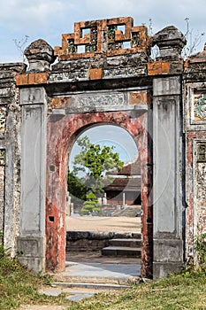 Old gate in Imperial Royal Palace of Nguyen dynasty in Hue