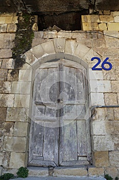 Old gate made of wood, the city of Salt, Jordan