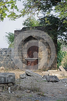 Old gate near Habashi Mahal, also know as Malik Ambar Palace, it was built around 1590, it is located in Junnar, near Pune photo