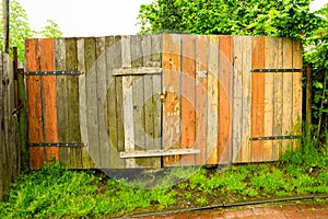 old gate with peeling paint