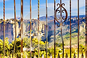 Old gate and Ronda town, Andalusia, Spain