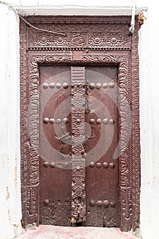 Old gate in Stone Town in Zanzibar