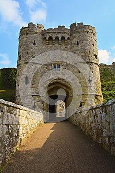 Old Gate to Carisbrooke Castle in Newport, Isle of Wight, England