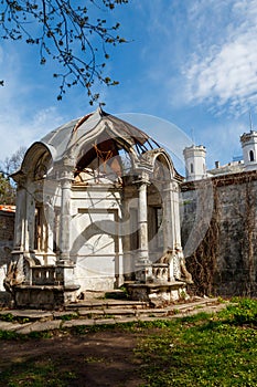 Old gazebo in Sharovka Palace park in in Kharkov region, Ukraine