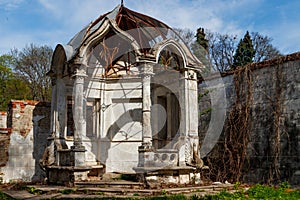 Old gazebo in Sharovka Palace park in in Kharkov region, Ukraine