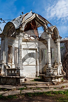 Old gazebo in Sharovka Palace park in in Kharkov region, Ukraine