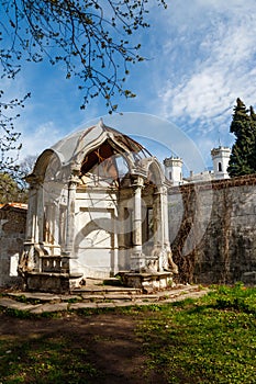 Old gazebo in Sharovka Palace park in Kharkov region, Ukraine