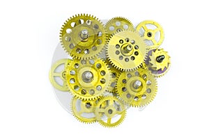 Old gears made of bronze isolated on a white background