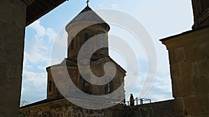 Old Gelati Monastery roofs and bell tower, ancient architecture and culture