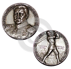 Old german medal 1914 General Gindenburg.Battle of Tannenberg.