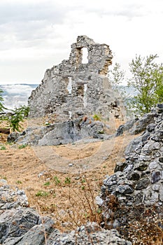 Old Gessopalena town public archeological site of the old medieval village in gypsum stone in Majella mountains