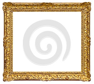 Old gilded wooden frame isolated on the white