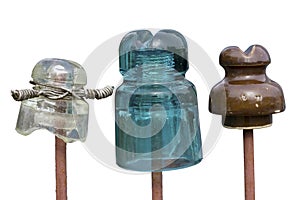 Old glass and ceramic insulators