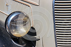 Old Glass Headlight Off Antique Car