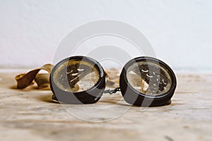 Old glasses on the table