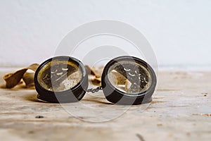 Old glasses on the table