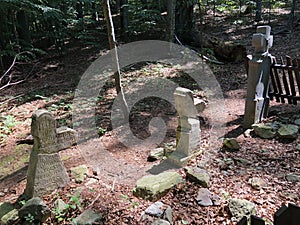 The old glaziers cemetery in a Forest park Jankovac or Staklarsko groblje u Park sumi Jankovac