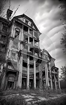 Old gloomy ruined mansion