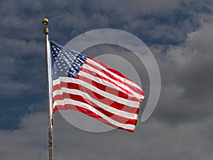 Old Glory Gently Wafting in the Breeze on a Cloudy Sky