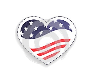 Old Glory Heart Shaped Figure Vector Illustration