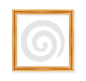 Old gold frame with leaves shape patterns isolated on white background and clipping path